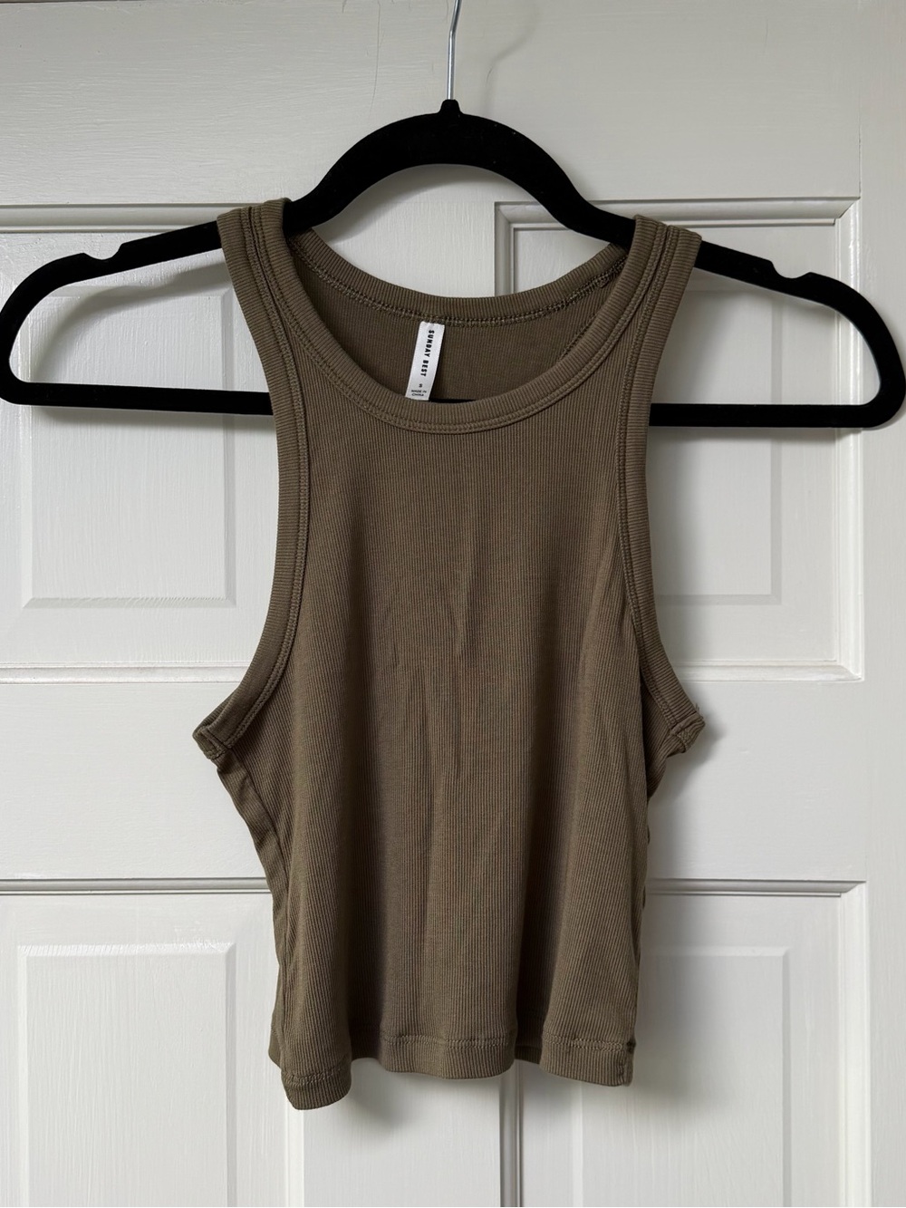 ARITZIA TNA Ribbed Tank Crop Top Olive